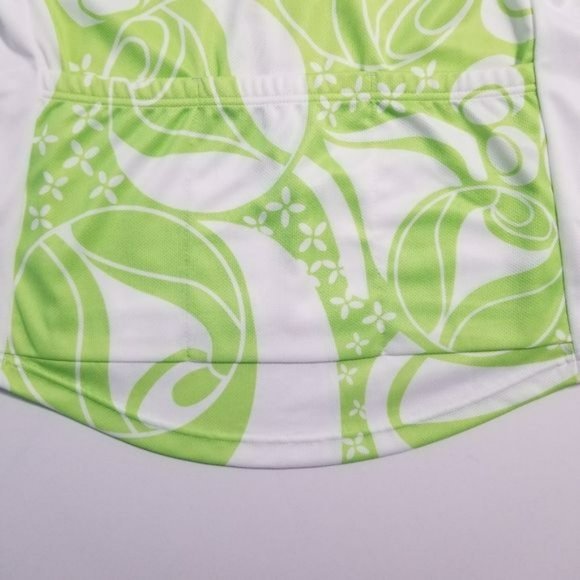 Athleta 3/4 Zip Sleeveless Floral Cycling Jersey Green White Women's Size Small - Picture 7 of 12